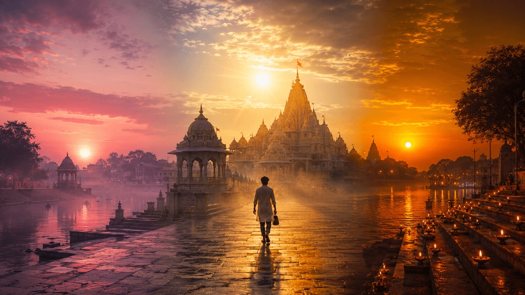 Temple at sunset
